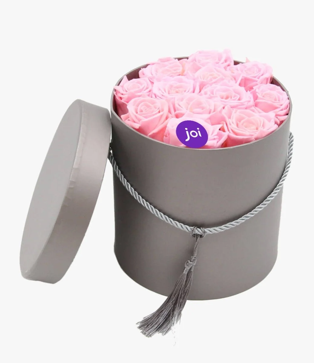 Pink Roses in a Grey Box 