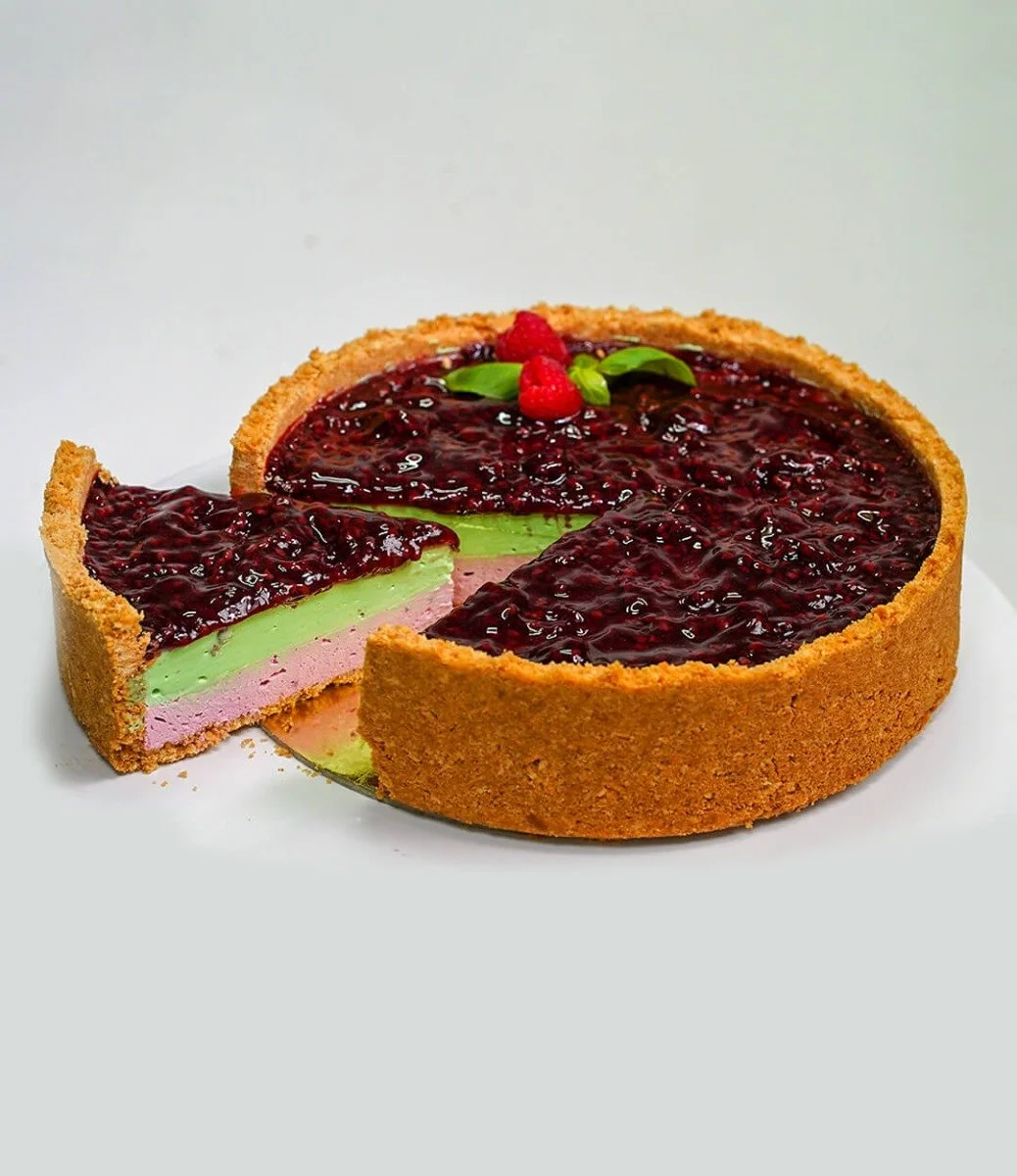 Raspberry Matcha Cheesecake by Bloomsburys