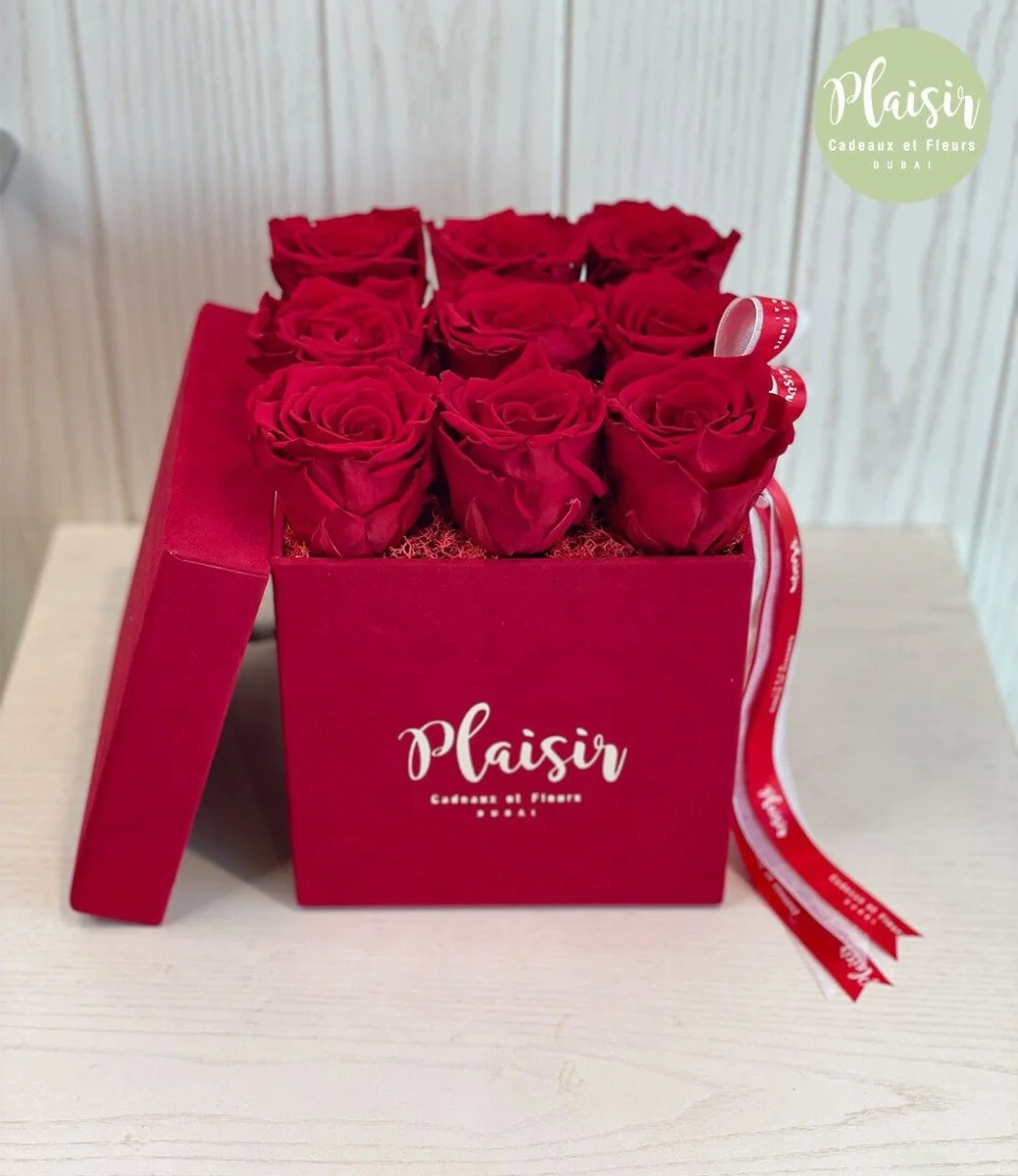 Red Infinity Rose Square Box By Plaisir