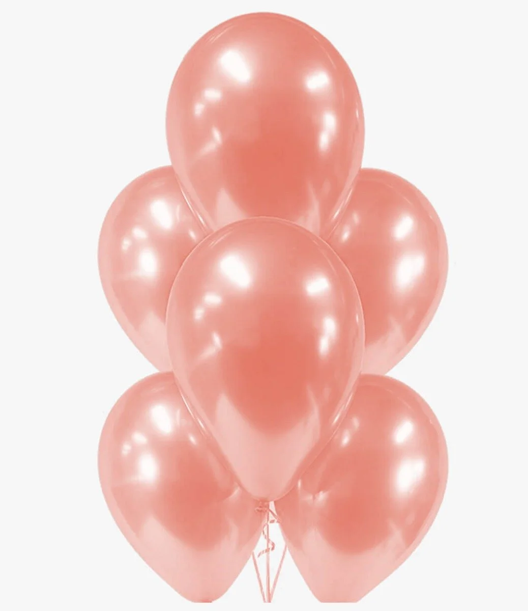 6 Rose Gold Chrome Latex Balloons
