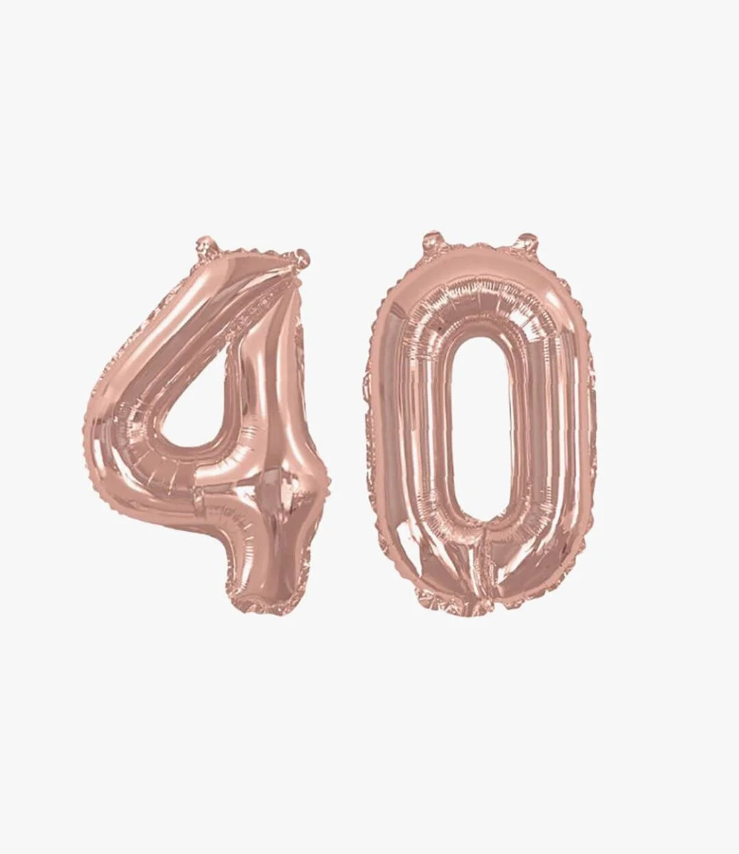 Rose Gold Foil Balloons Number 40 ( Air Inflated )