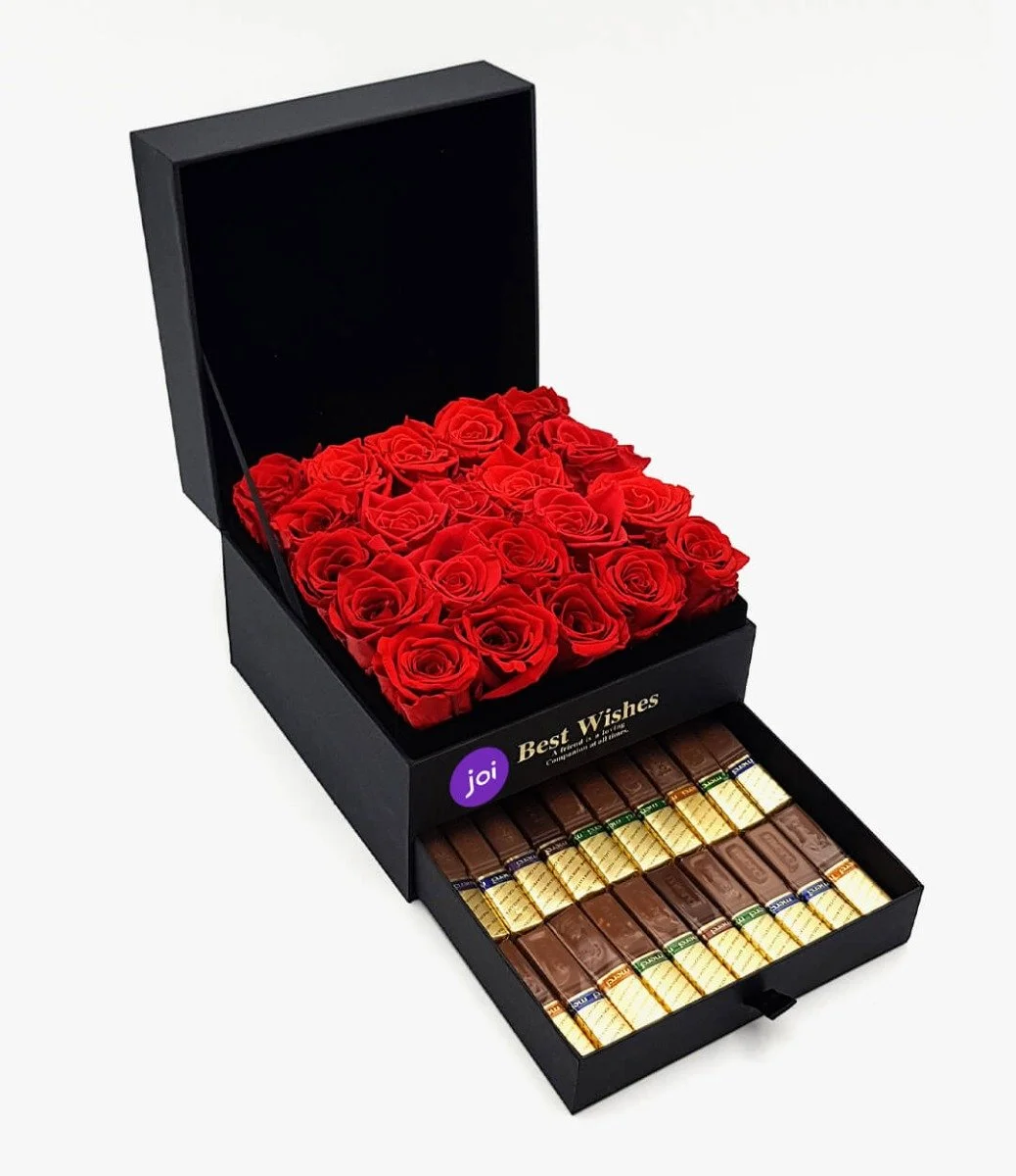Roses Box with Chocolate Drawer (Large)