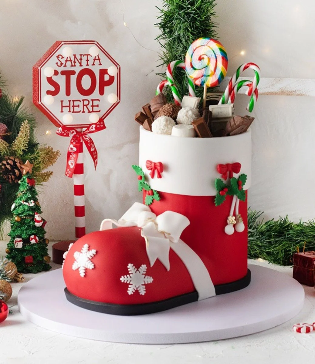 Santa Shoe Christmas Cake by Cake Social