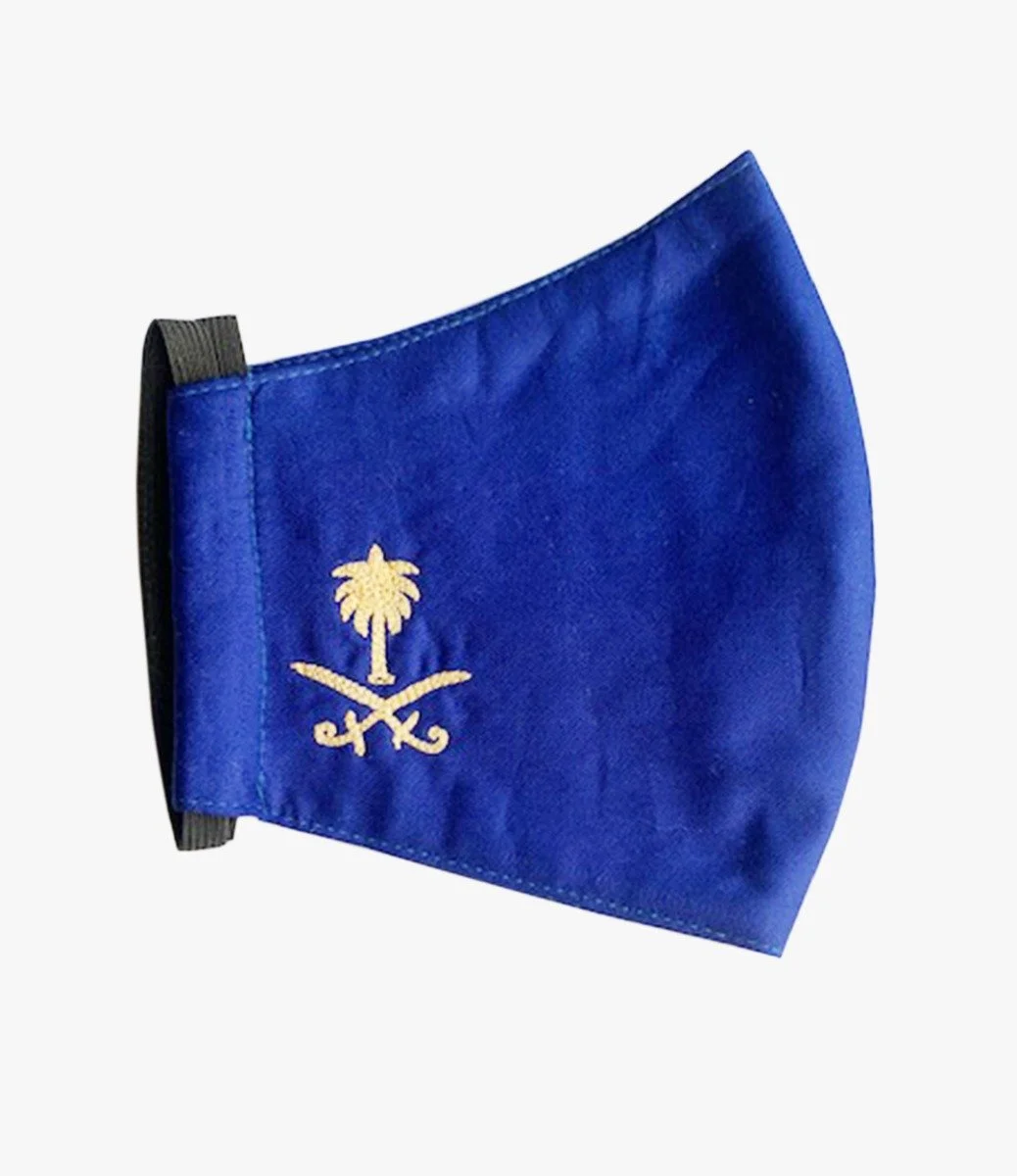كمامة زرقاء بشعار علم السعودية من ديماسك