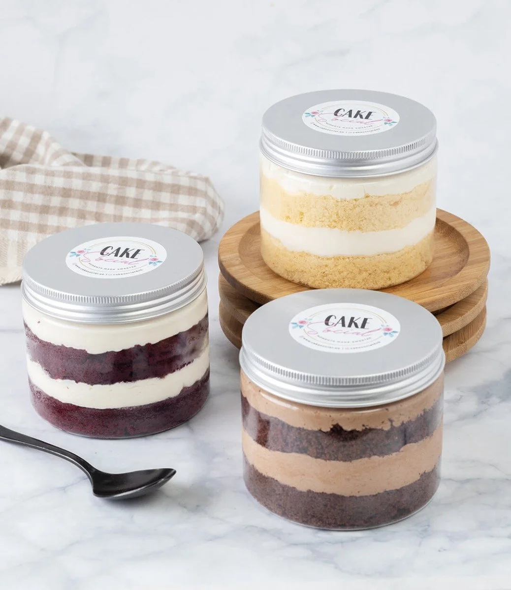 Set of 3 Keto Cake Jars By Cake Social