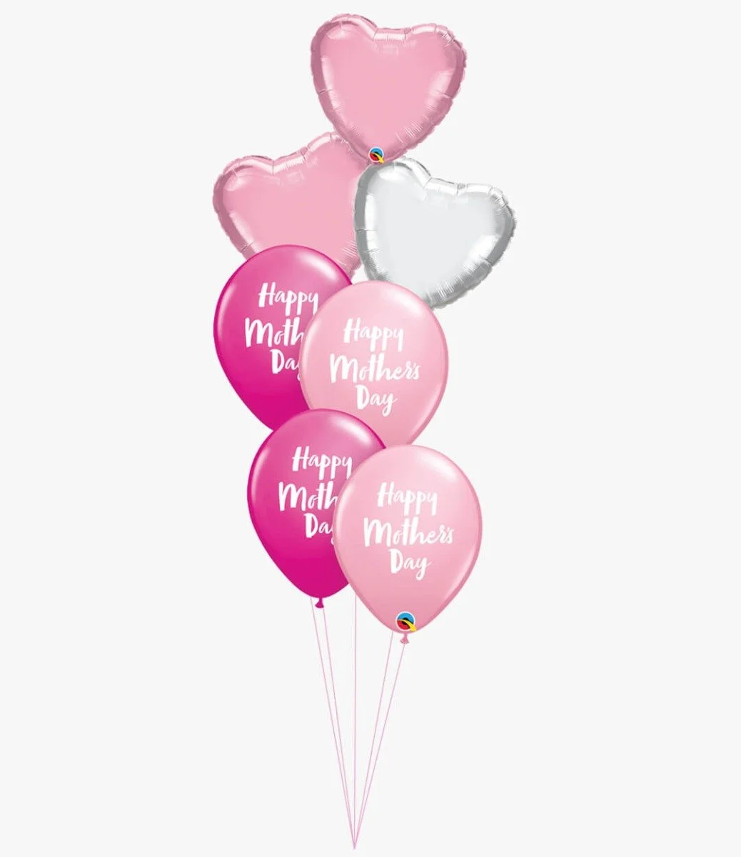 Silver and Pink Happy Mothers Day Balloon Bundle