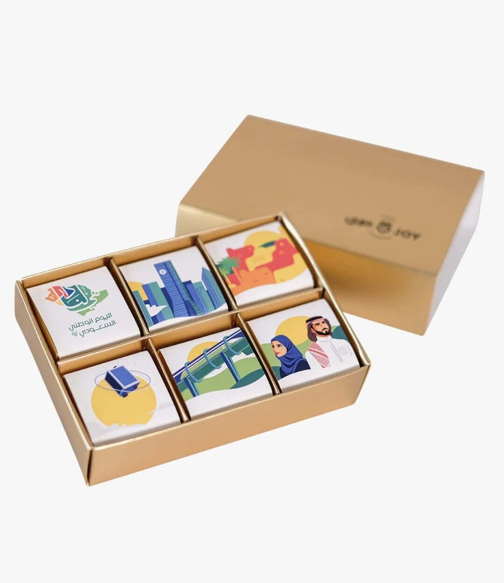 Sleeve box with 6 pieces chocolates - Gold Box By Joy Chocolate 