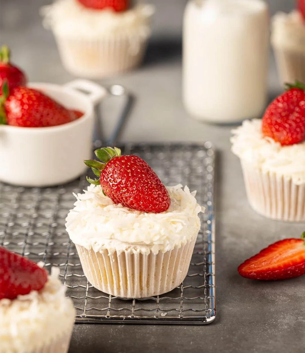 Strawberry Coconut Cupcakes by Sugar Daddy's Bakery
