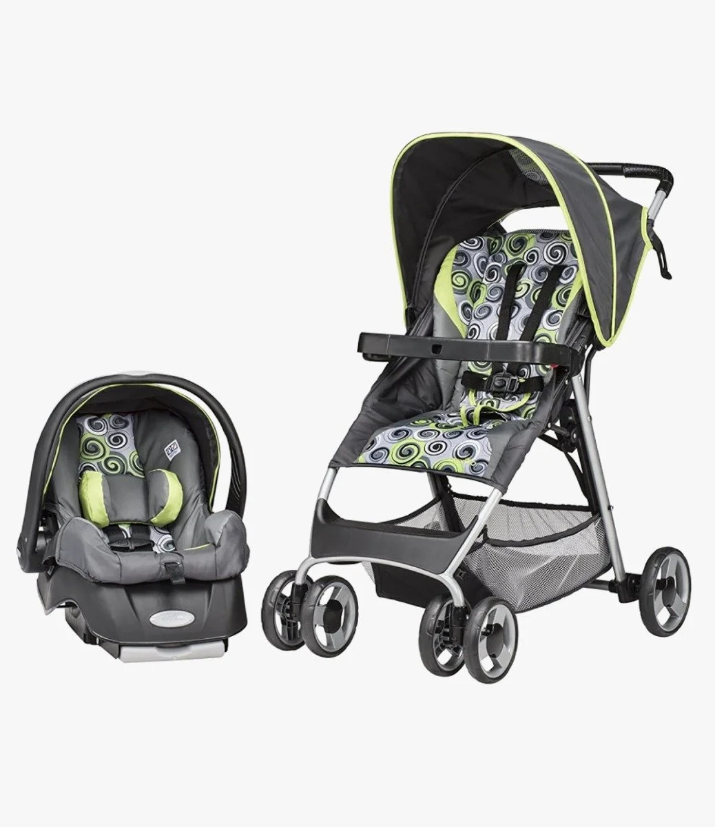 Green Evenflo FlexLite Travel System Stroller and Car Seat 