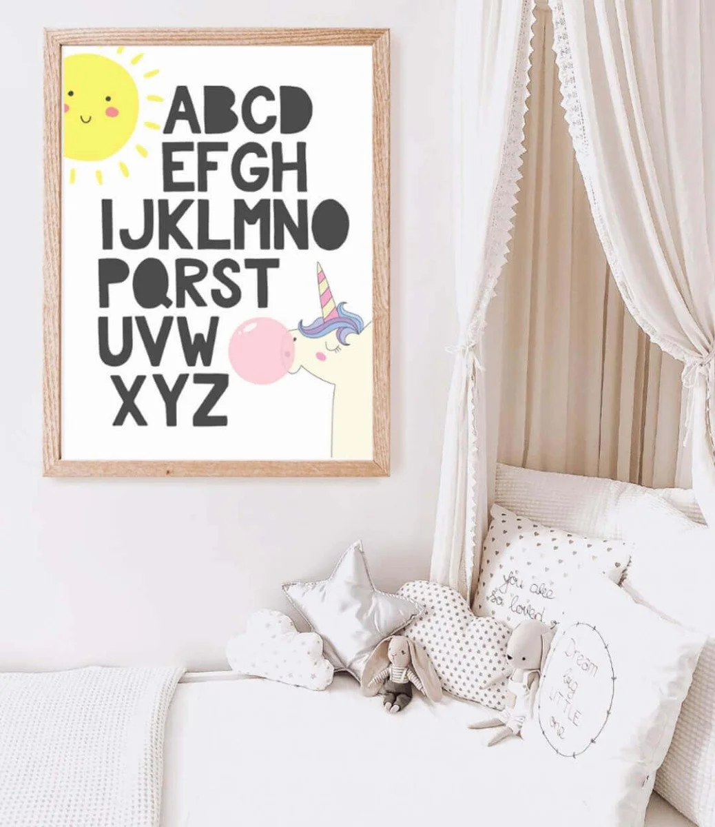 Alphabet Unicorn Wall Art Print by Sweet Pea