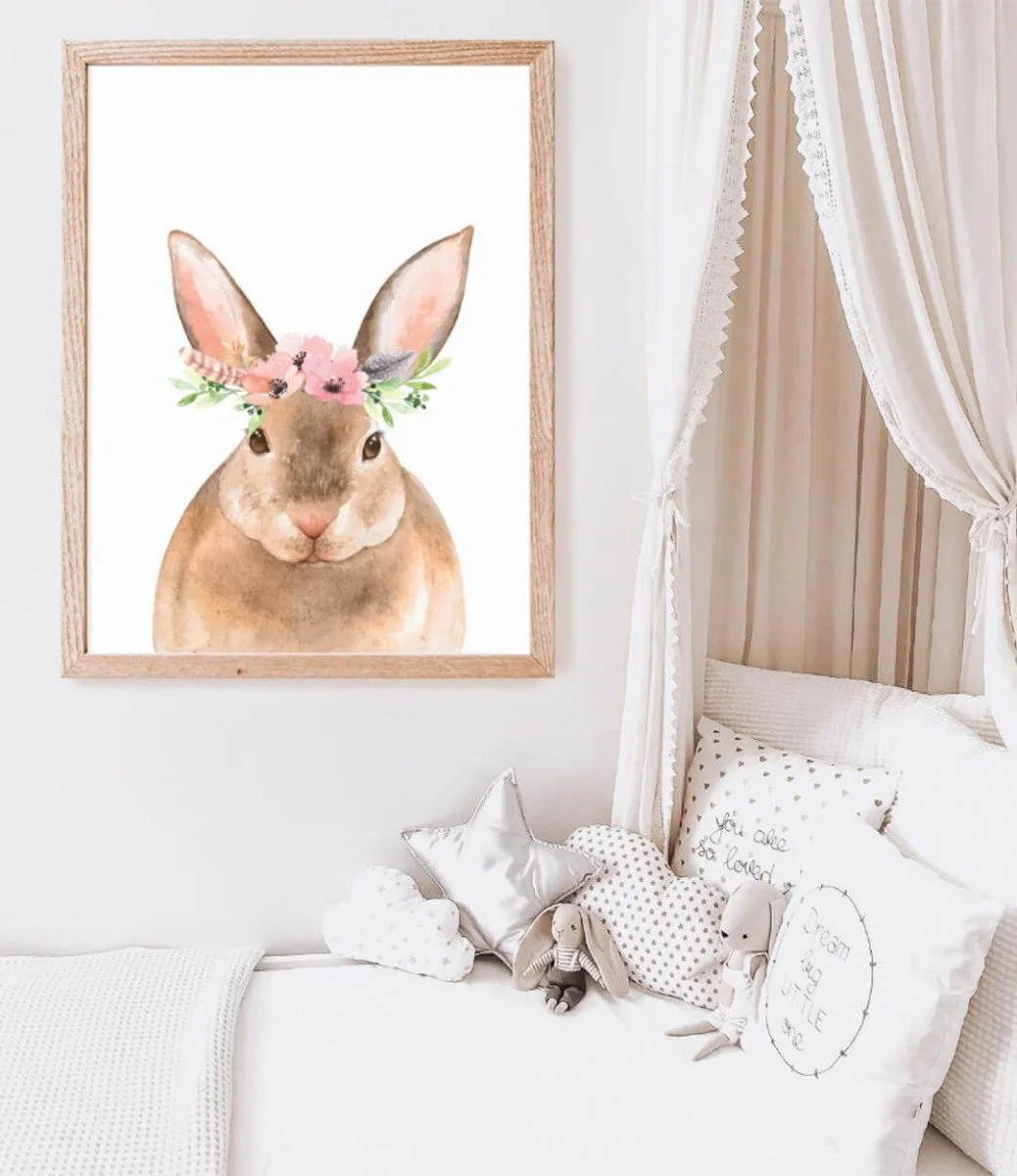 Floral Watercolour Bunny Wall Art Print by Sweet Pea
