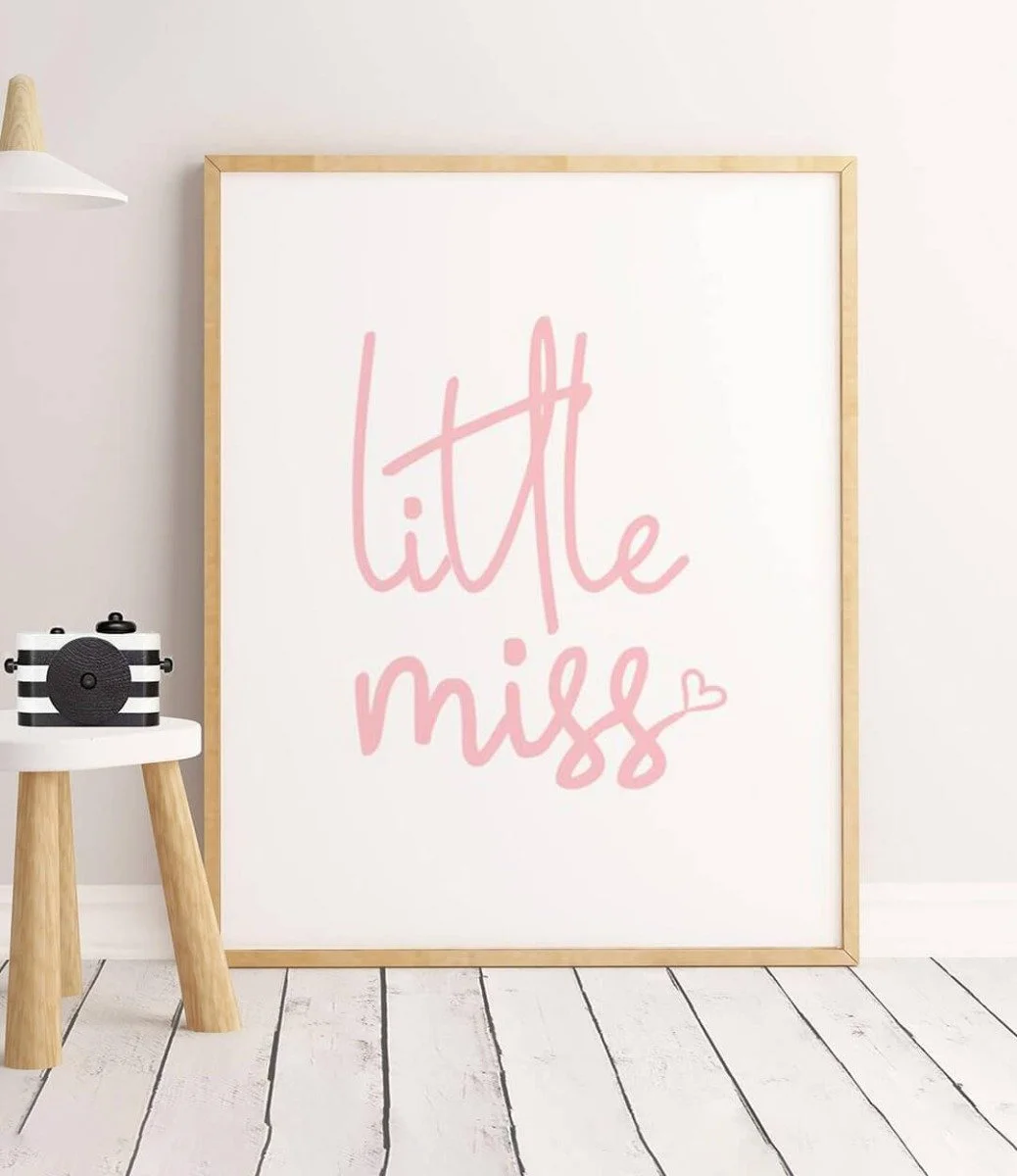 Little Miss Pink Wall Art Print by Sweet Pea