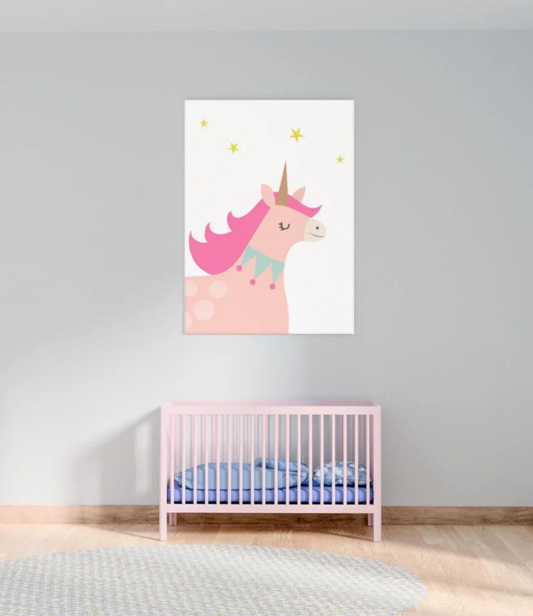 Pink Unicorn Wall Art Print by Sweet Pea