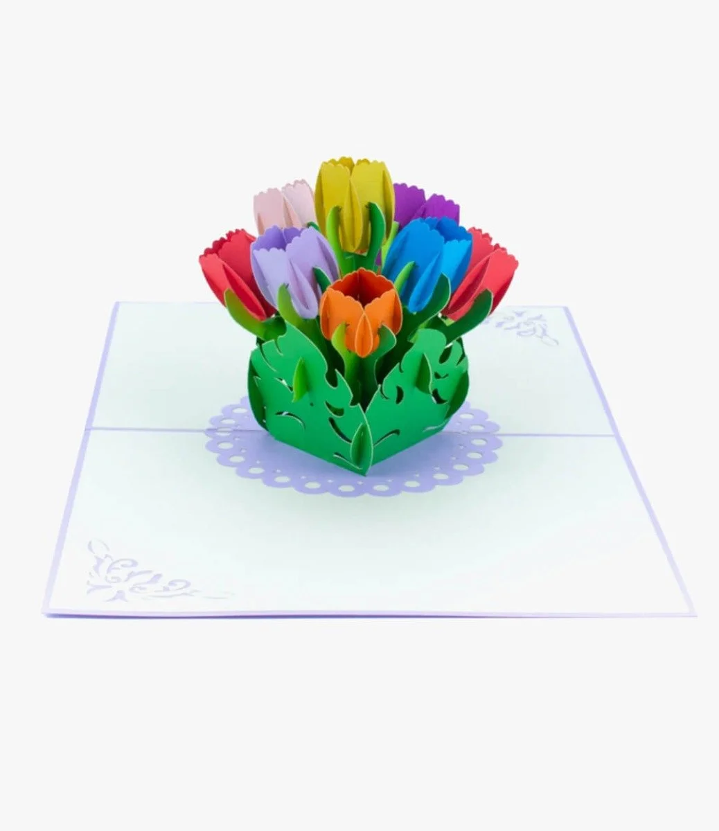 توليب متعدد الالوان - بطاقة ثلاثية الأبعاد من أبرا كاردس