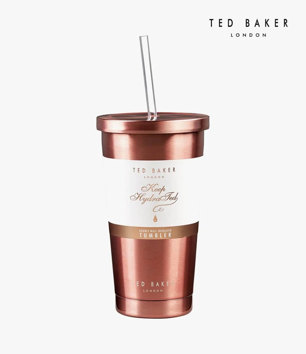 Tumbler and Straw Rose Gold by Ted Baker