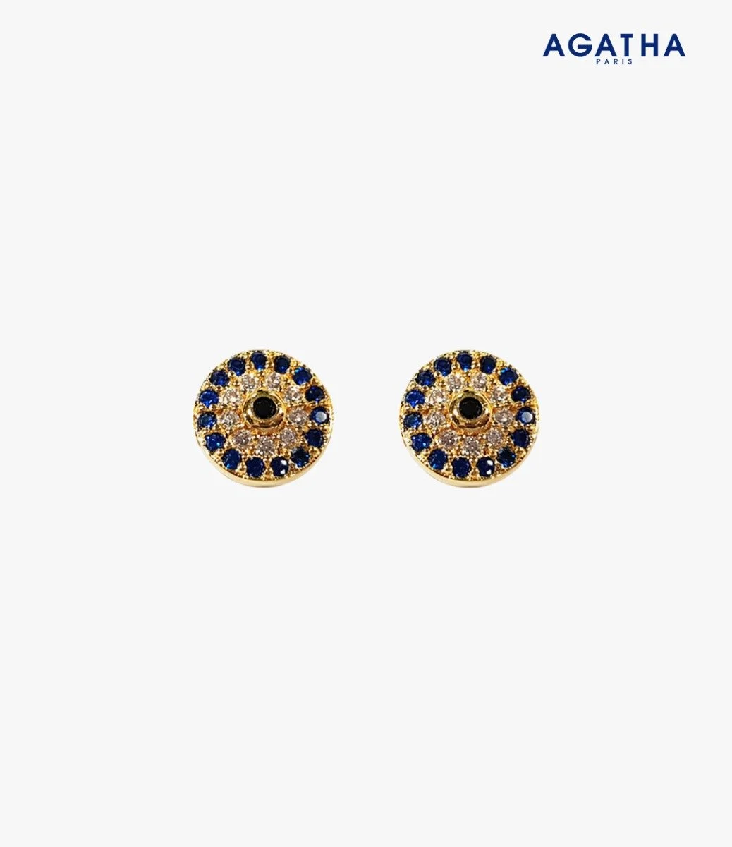 Turkish Eye Golden Earrings by Agatha