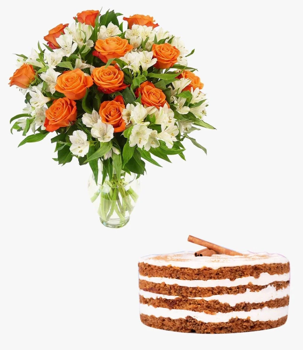 Carrot Cake & Flowers Gift Bundle