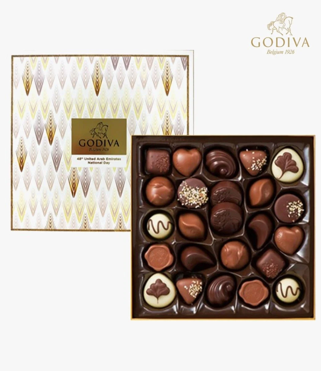 UAE National Day Gold Rigid Chocolate Box 24pcs by Godiva