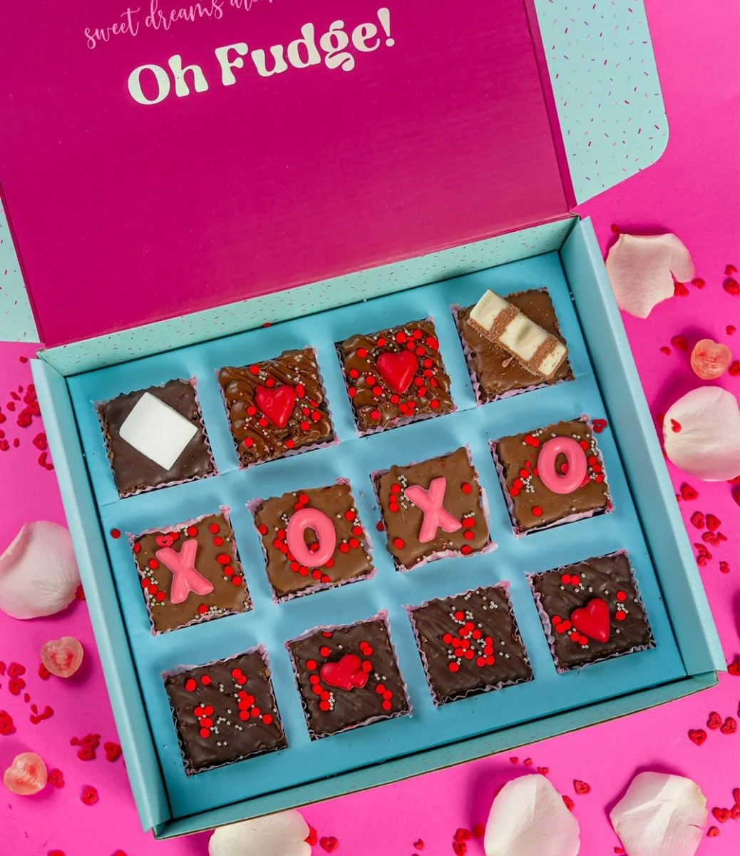 Valentine's Box of 12 Brownies 'XOXO' by Oh Fudge