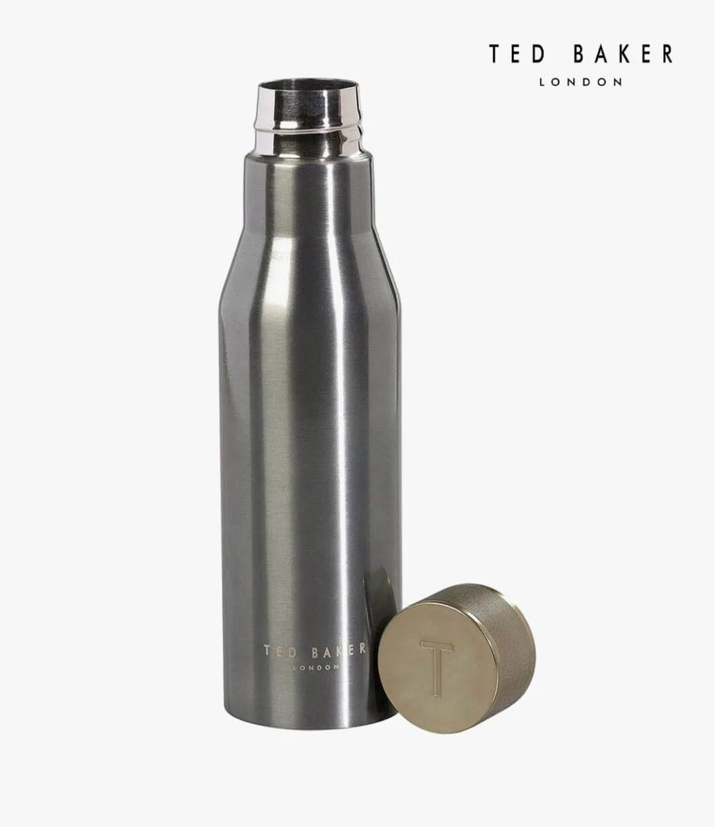 Water Bottle (Knurled Lid) Gunmetal by Ted Baker