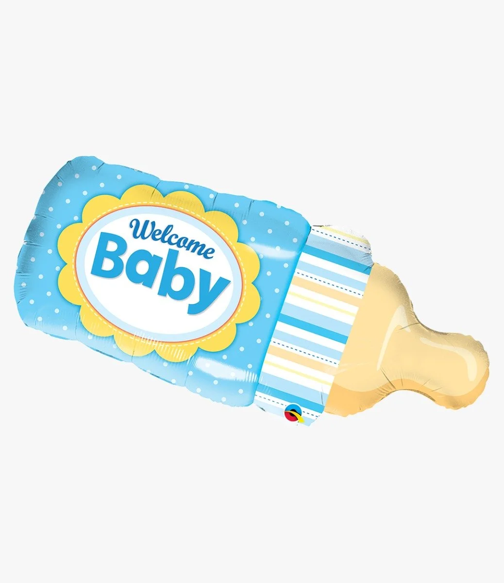 Welcome Baby Bottle Blue Balloon