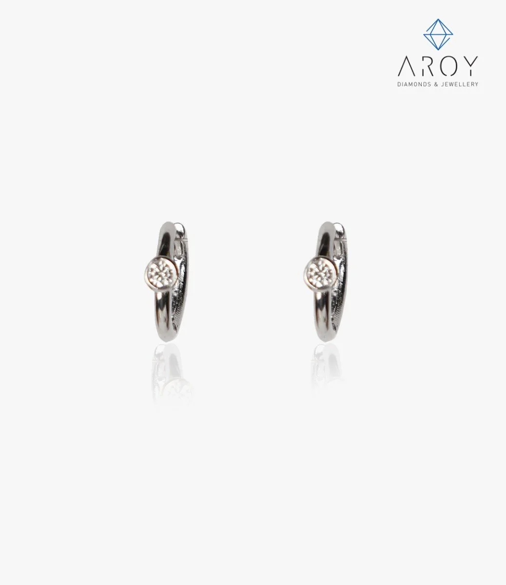 White Gold Round Earrings by AROY