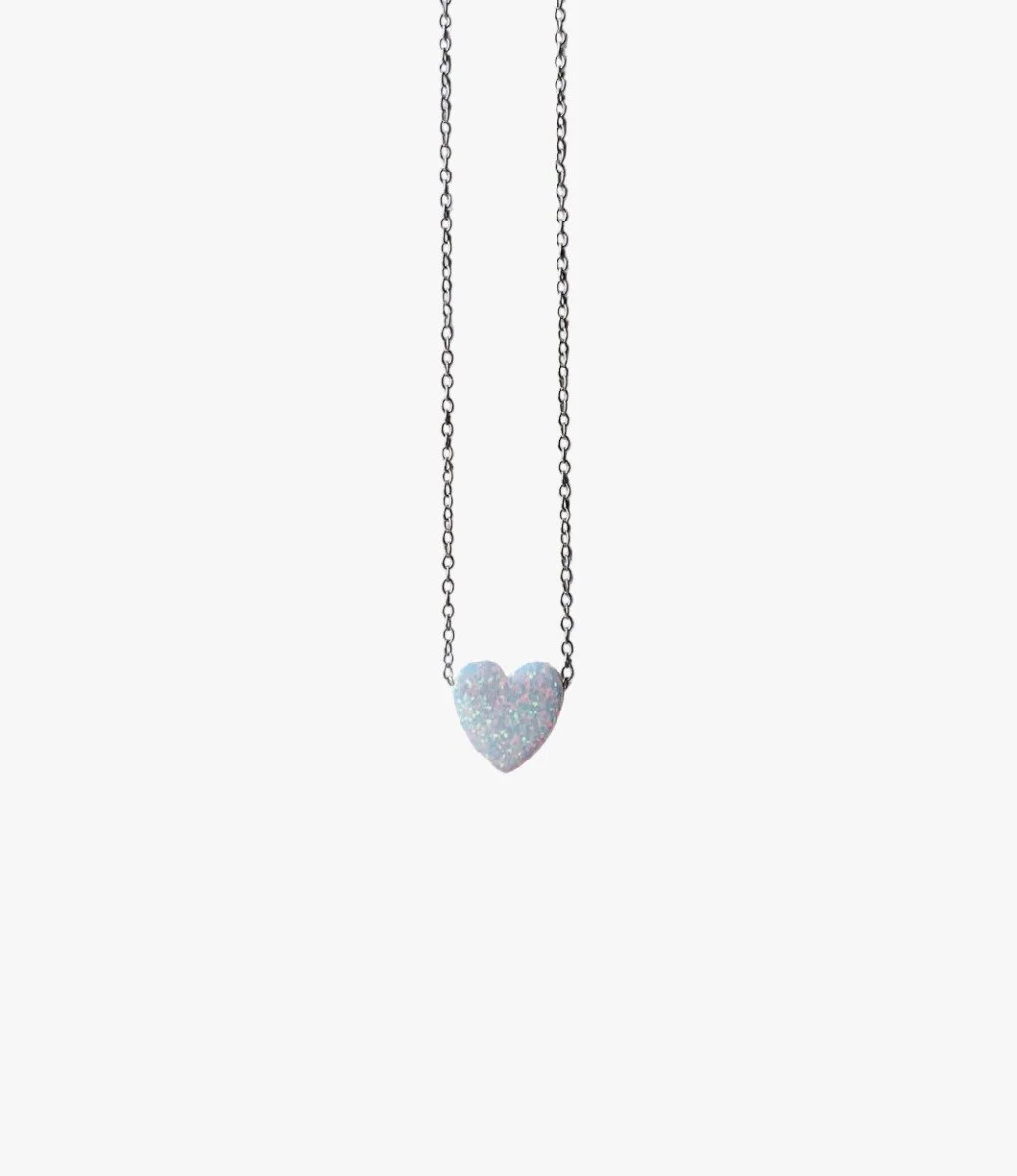 White Opal Heart Necklace