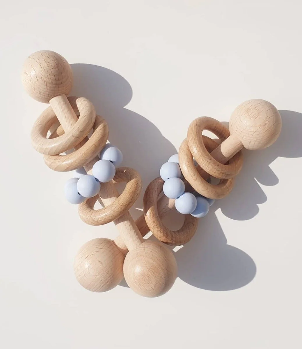 Wooden Teething Rattle - Blue by Ark Children