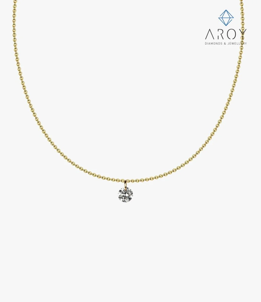 Gold Necklace with a Diamond by Aroy