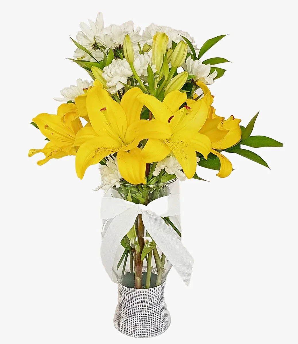 Yellow Liles Vase