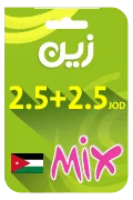 Zain Mix Recharge Card - JOD 2.5 + 2.5