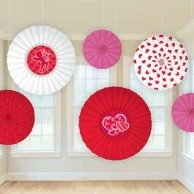 Valentine's Day Paper Fan Decorations (6 pcs) 