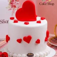  White Cake with Red Hearts by The Cake Shop 