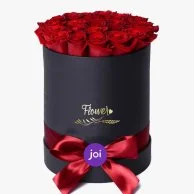 Cylindrical Box of Red Roses 