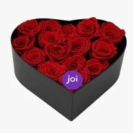 Black Heart Box with Red Roses 