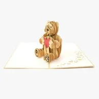 Teddy Bear with Love Heart 3D Pop up Abra Cards