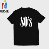 Men's Black Printed T-shirt with Writing 80's
