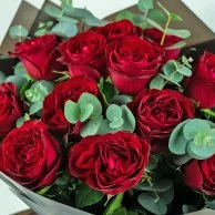 12 Red Roses & Eucalyptus Bouquet*