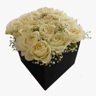 15 White Roses in a Box