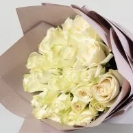 25 White Roses Hand Bouquet