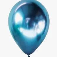 6 Blue Chrome Latex Balloons