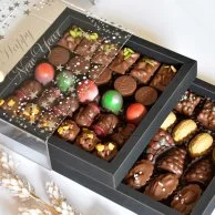 صندوق شوكولاتة الكريسماس طبقتين من فيكتوريان أسود