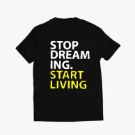 Men's Black Printed T-shirt with Writing Stop Dreaming