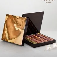 Saudi Map Box by Bateel and Flowers Bundle