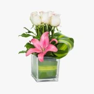 White Rose and Lily Arrangement 
