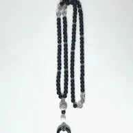 Long Women's Rosary/Necklace from Natural Black Onyx Size 7mm