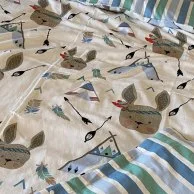 طقم غطاء لحاف عضوي مزدوج الجوانب 100٪ معسكر / خطوط (سرير طفل صغير / سرير أطفال) من إيلي جونيور