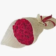 50 Red Local Roses in Jute Wrapping