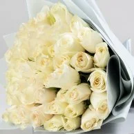 50 White Roses Hand Bouquet