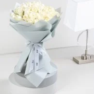 50 White Roses Hand Bouquet